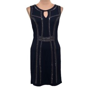 Carmen Marc Valvo Cocktail Dress Size Small Navy Blue Studded